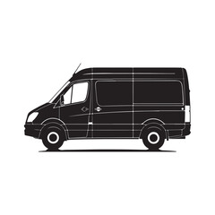 black silhouette of a Ambulance with thick outline side view isolated