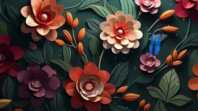 abstract botanical background animation. 3d render. seamless looping overlay 4k virtual video animation background 