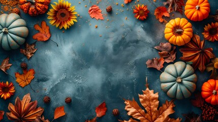 Autumn Harvest and Sunflower Arrangement. Generative ai