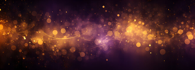 An abstract background with shiny glitter gold and purple confetti sprinkled all over
 - obrazy, fototapety, plakaty