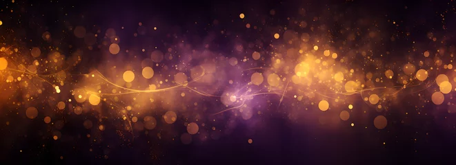 Zelfklevend Fotobehang An abstract background with shiny glitter gold and purple confetti sprinkled all over  © YOUCEF