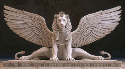 A regal lionlike angel with majestic wings and a commanding presence representing the leadership...