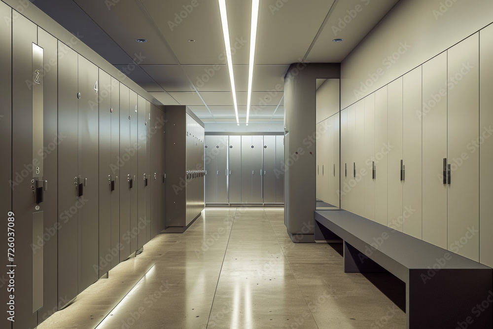 Poster locker room. background with selective focus and copy space