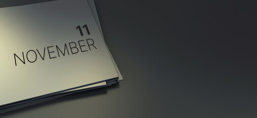 Plans for November.
Business plans, events, calendar background images. Dark color monthly plan concept 3d rendering.