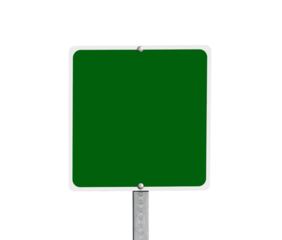 Blank green road sign isolated with cut out background