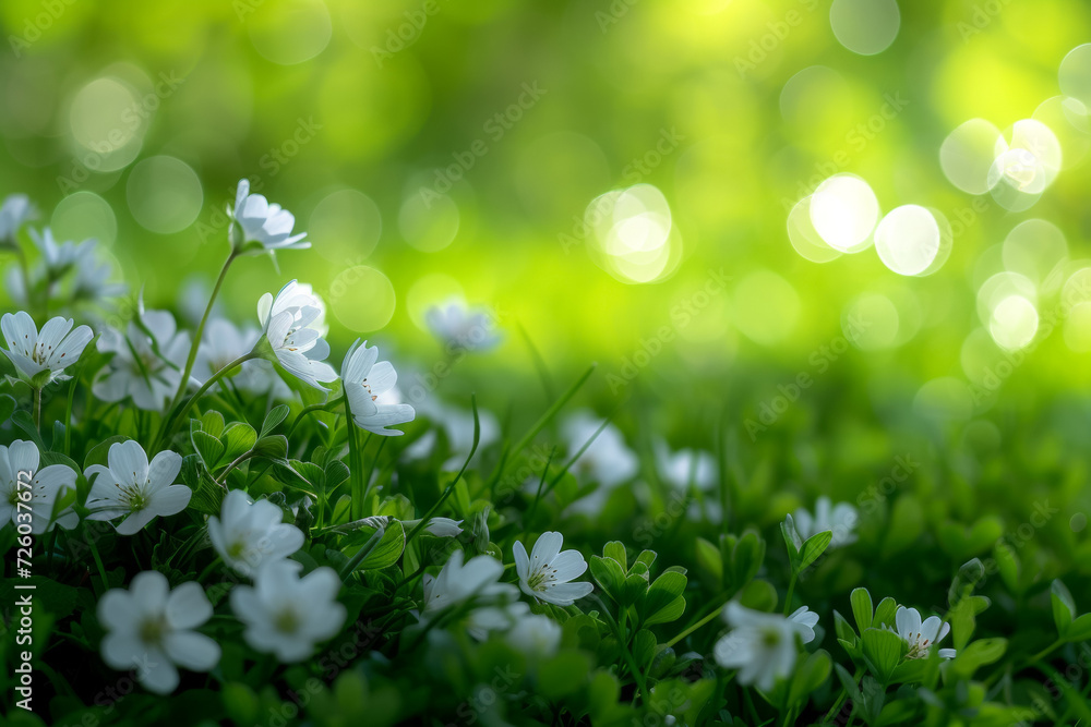 Poster spring flowers. background with selective focus and copy space