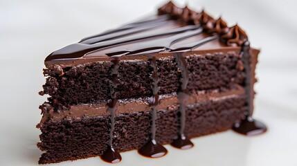 Deliciously Decadent Chocolate Cake Slice with Rich Ganache Dripping Down, Tempting and Indulgent Dessert