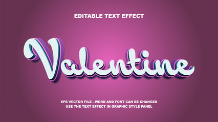 Editable Text Effect Valentine 3D Vector Template