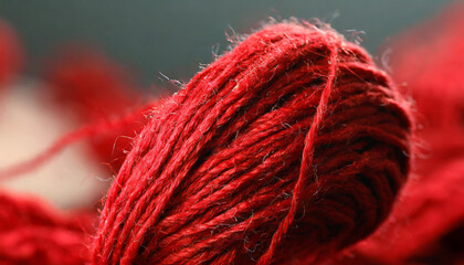 close up of red yarn