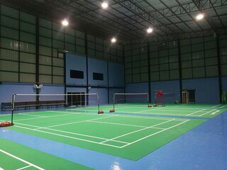 Badminton court in green