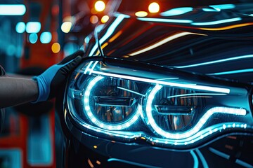 Installing LED lenses in car headlights for optical restoration