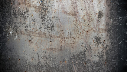Grunge metal background or texture with scratches and cracks, old steel plate; industrial backdrop