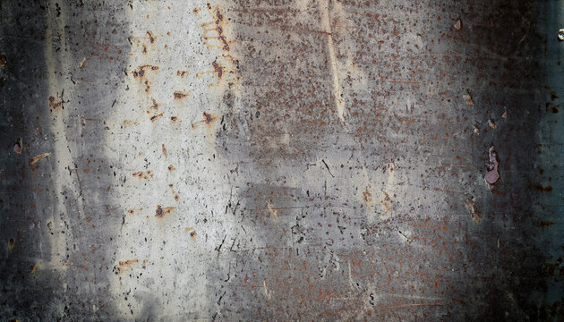 Grunge metal background or texture with scratches and cracks, old steel plate; industrial backdrop
