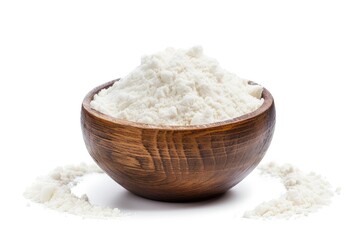 Isolated bowl with manioc flour also called tapioca on white background