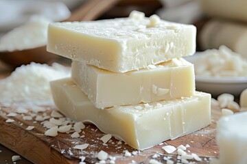 Fototapeta na wymiar Shea butter soap base made from organic ingredients