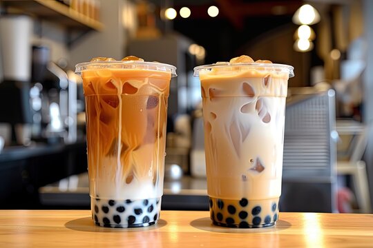 Taiwanese and Thai milk tea with boba