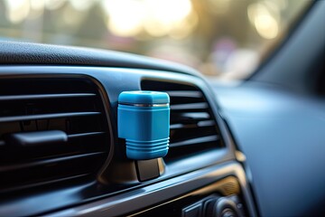 Blue car air freshener from Kmart on an AC in a car - obrazy, fototapety, plakaty