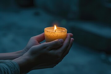 Candle being held by hand