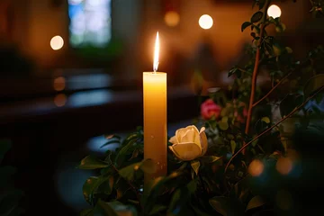 Fotobehang Austrian Catholic Church s Easter Candle © VolumeThings