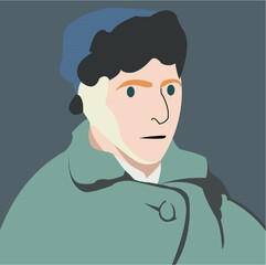 Vincent van Gogh ilustración vector a color del pintor de la noche estrellada y de los girasoles un pintor neerlandés cuyas pinturas son hermosas que reflejan los sentimientos, Van Gogh sin oreja.