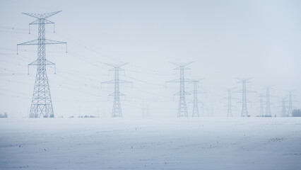 Hydro towers in winter.