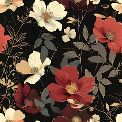 beautiful flowers, breathtaking illustrated, simple yet elegant, vector illustration, calmness, subtle dark background