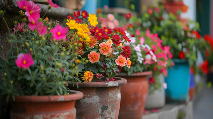 Fototapeta na wymiar Beautiful flowers in pots