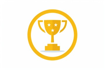 Trophy icon in yellow circle on white background, concept of achievement and success.