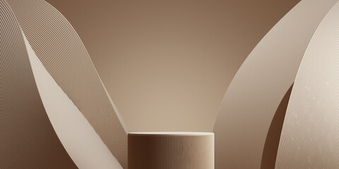 Abstract 3D product background. 3D brown podium background brand mockup for cosmetics, perfumes and products presentation. 3D illustration.