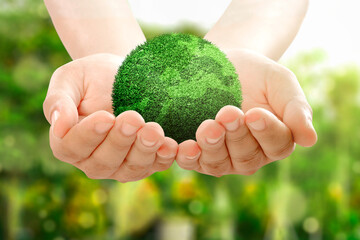 Human hand showing fertile land