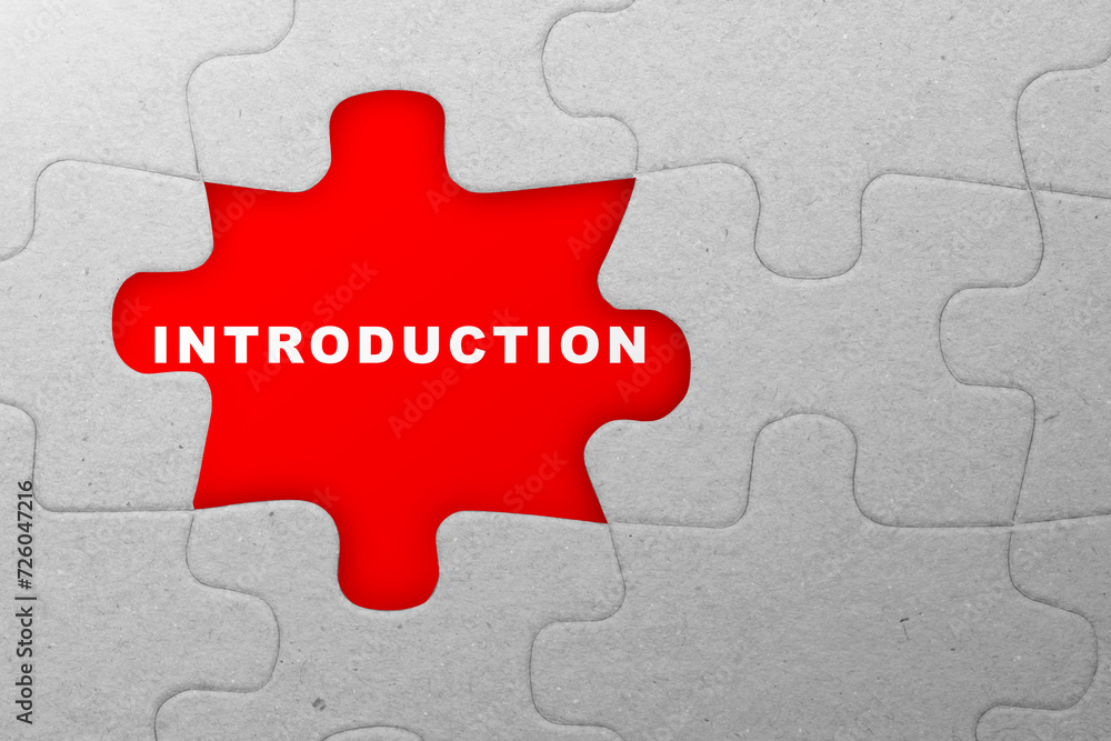 Poster piece of missing jigsaw puzzle with introduction text