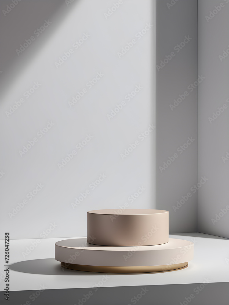 Aufkleber product-mock-up-on-a-podium-in-a-studio-setting-with-simplistic-backdrop-in-real-photo-style