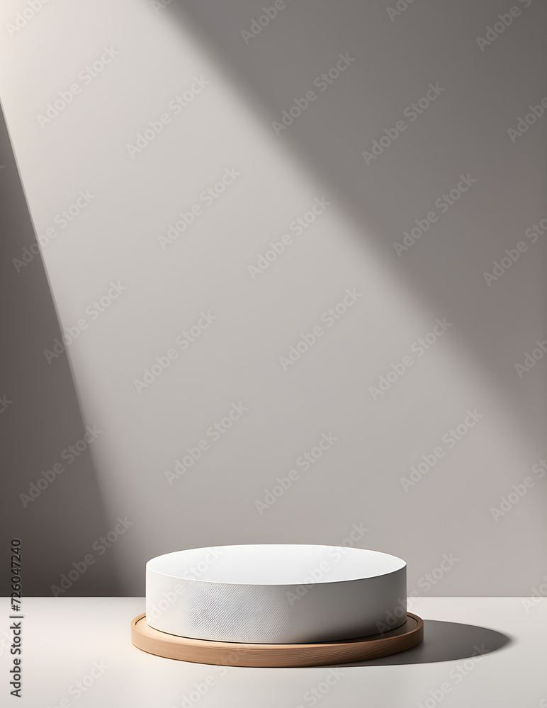 Aufkleber product-mock-up-on-a-podium-in-a-studio-setting-with-simplistic-backdrop-in-real-photo-style
