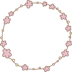 Abstract Flower hearts and leaves wreath illustration for decoration on Valentine's day ,wedding and romance concept.