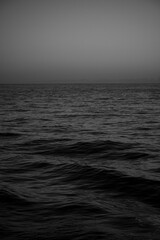 Black and White photograph of the ocean.