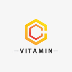 vitamin c logo vector design vector icon health nutrition - obrazy, fototapety, plakaty