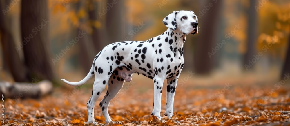 Poster The Dalmatian, known for its spotted coat, was originally a hunting and carriage dog.