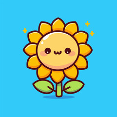 Vector Cute Sun Flower Mascot cartoon