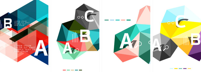 Set of triangle pattern poster backgrounds. Vector illustration For Wallpaper, Banner, Background, Card, Book Illustration, landing page