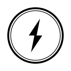 Wireless charger logo. Wireless charger sign with lightning and waves. Inductive dock station for charging different devices. Vector illustration. EPS 10.