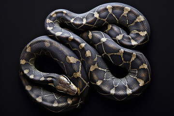 Fototapeta premium close up black snake reptile top view