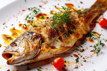 A delectable dish featuring perfectly fried fish with a burst of flavors