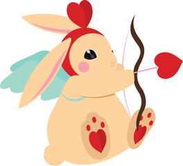 Cupid Rabbit illustration,Heart elements with a Cupid Rabbit,Bunny love