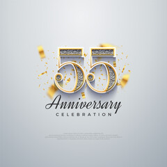 55th anniversary number, shiny luxury. premium vector backgrounds. Premium vector background for greeting and celebration.