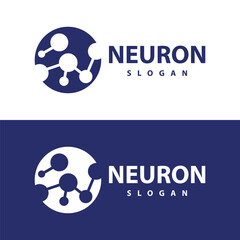 Neuron logo simple design network cel technology particles template Illustration