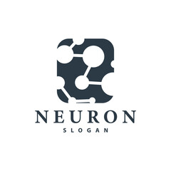 Neuron logo simple design network cel technology particles template Illustration