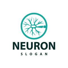 Neuron logo simple design network cel technology particles template Illustration