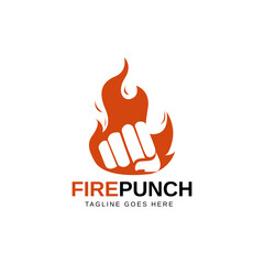 Fire punch. punch and flame negative space logo vector icon illustration