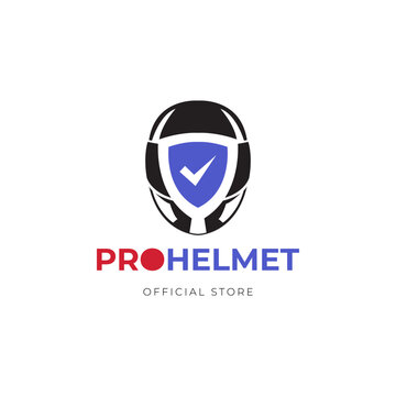 Pro Helmet. Helmet and trust logo vector icon illustration