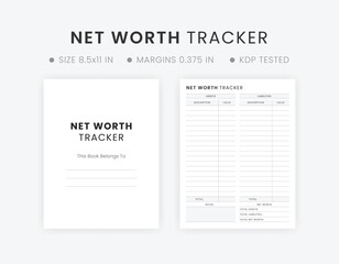 Best Net Worth Tracker Template Printable Kindle Direct Publishing
